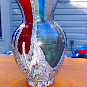 Hand painted glass vases.